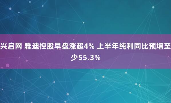 兴启网 雅迪控股早盘涨超4% 上半年纯利同比预增至少55.3%