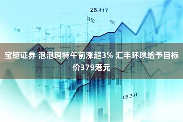 宝钜证券 泡泡玛特午前涨超3% 汇丰环球给予目标价379港元