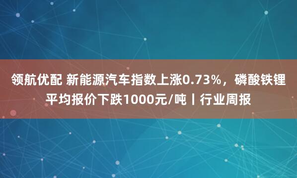 领航优配 新能源汽车指数上涨0.73%，磷酸铁锂平均报价下跌1000元/吨丨行业周报